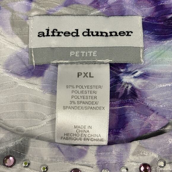 Alfred Dunner Top Womens Size P XL Floral Soft Texture 3/4 Sleeve Round Neck - Picture 6 of 12